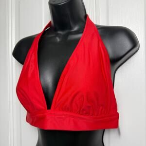 J. Crew DD halter Tie-back Bikini Top Womens Red Medium Swim Summer NWT
